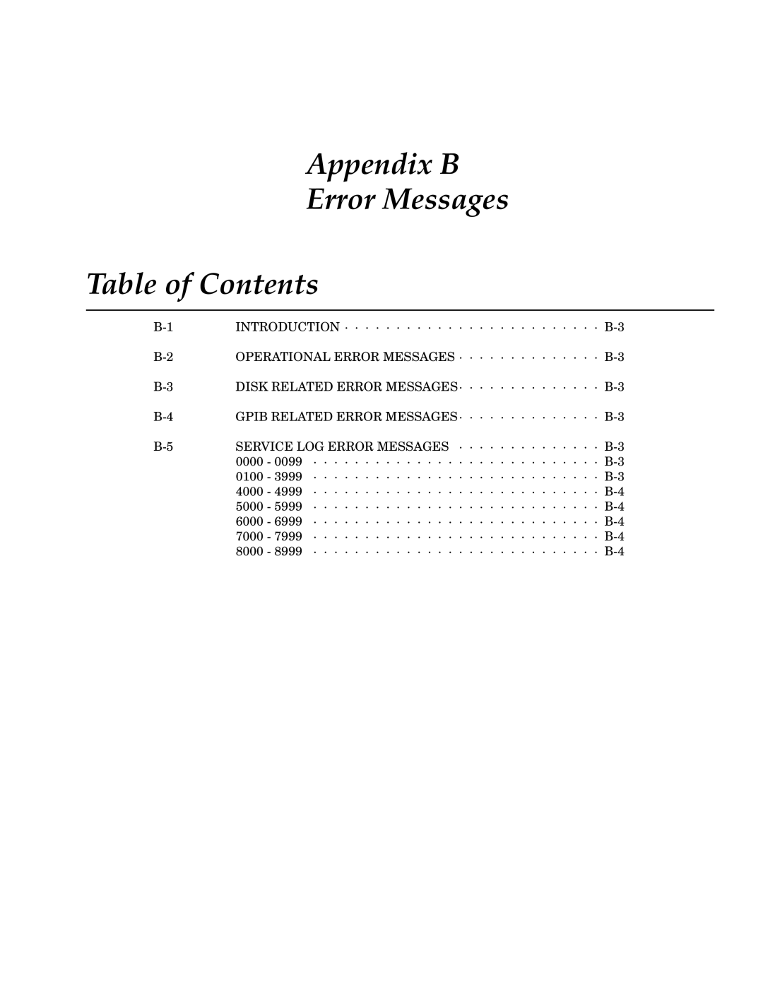 Anritsu 373XXA manual Appendix B Error Messages Table of Contents 