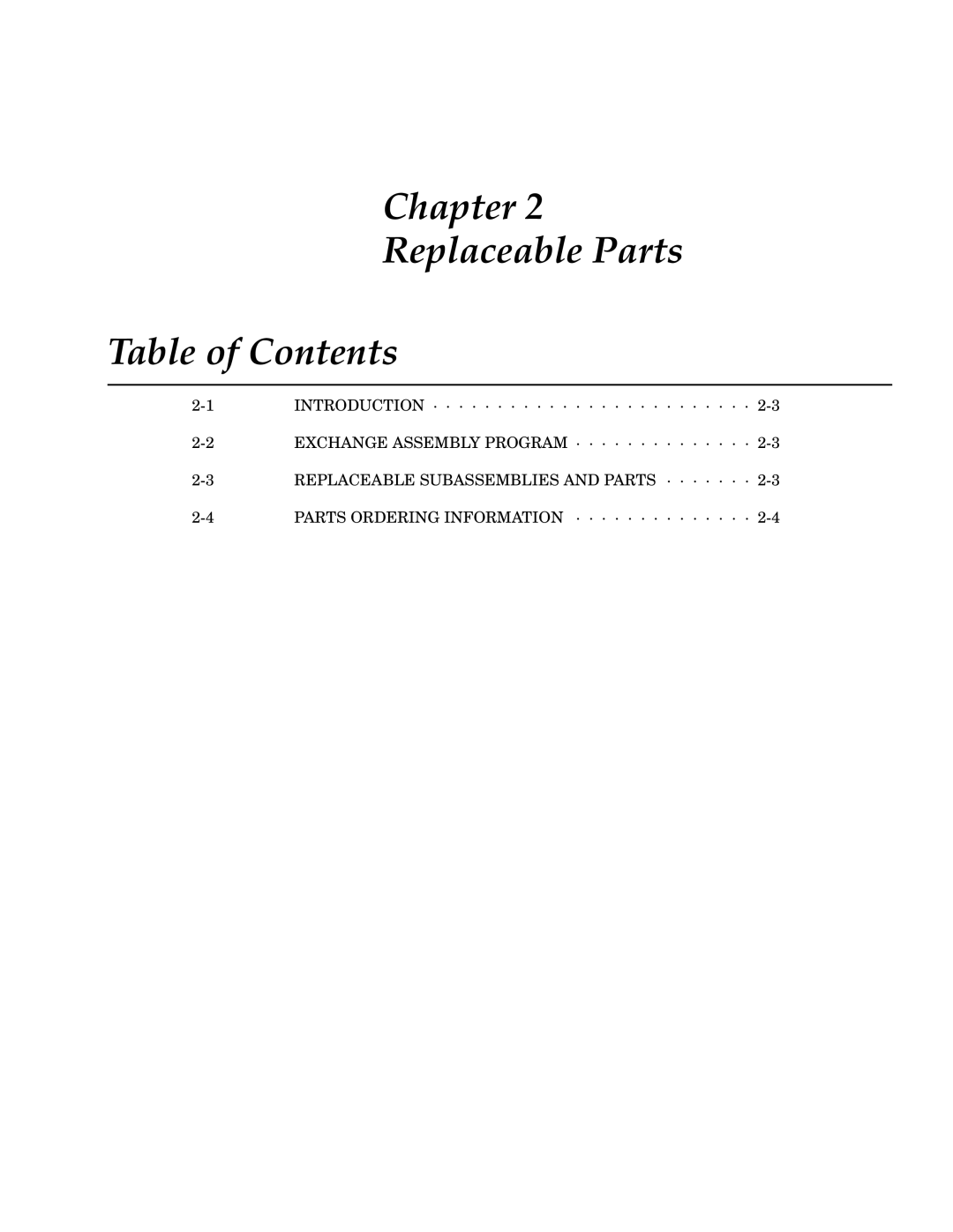 Anritsu 373XXA manual Chapter Replaceable Parts Table of Contents 