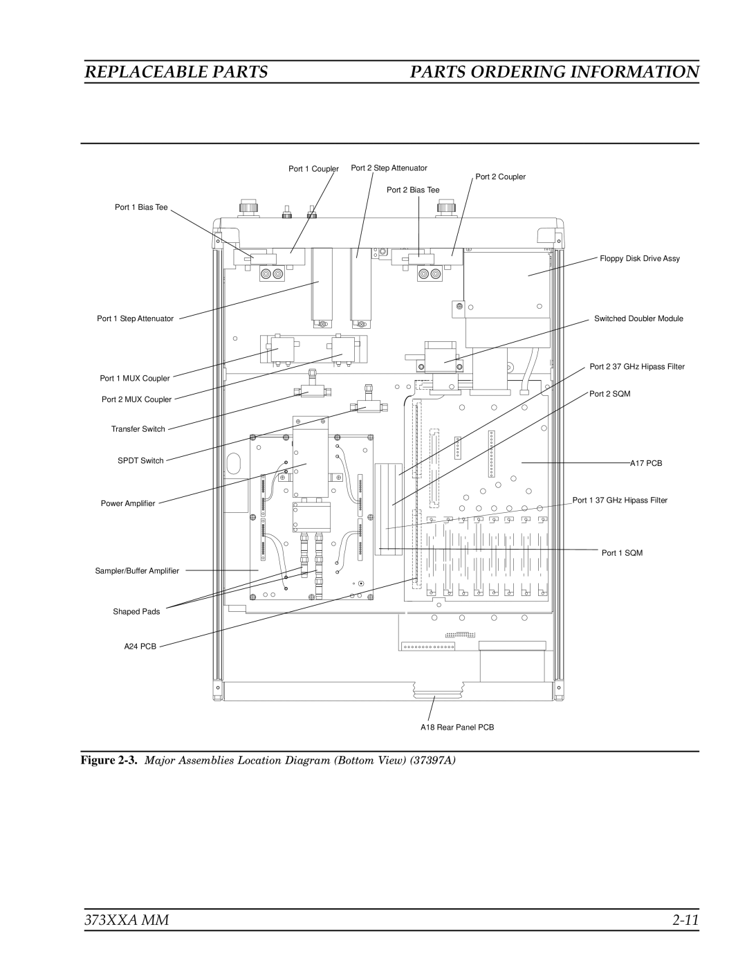 Anritsu 373XXA manual Major Assemblies Location Diagram Bottom View 37397A 