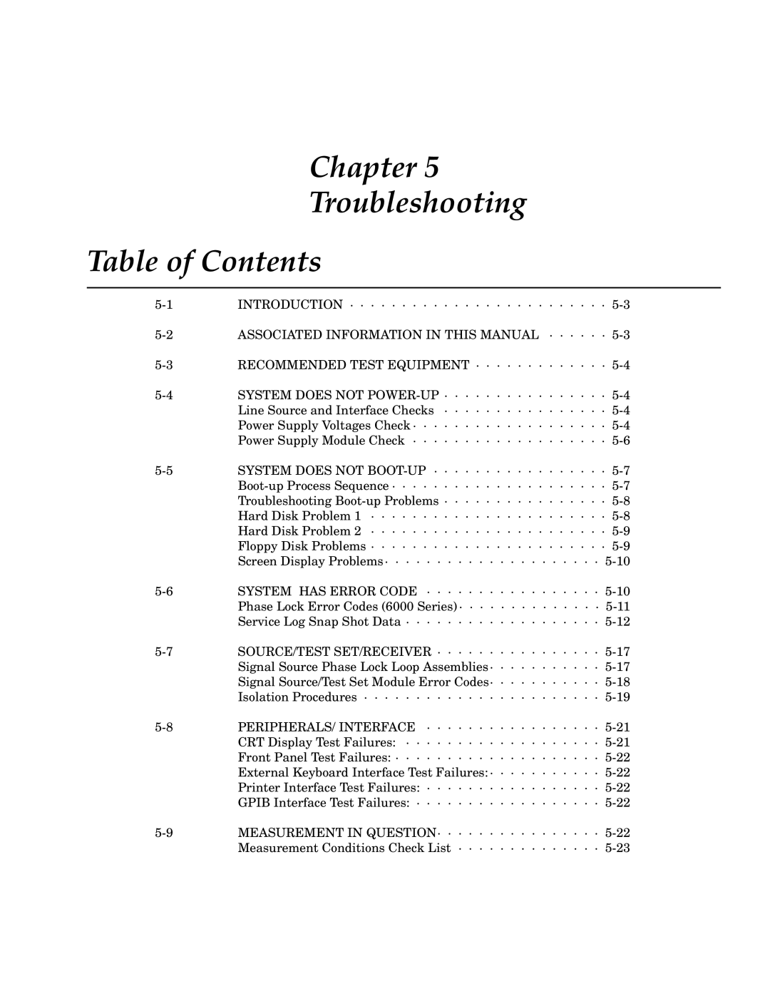 Anritsu 373XXA manual Chapter Troubleshooting Table of Contents 