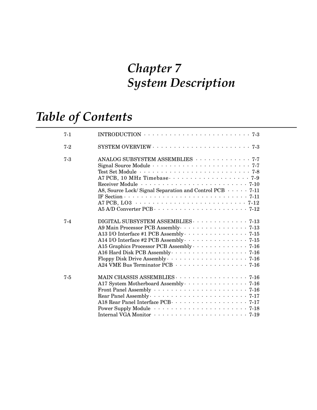 Anritsu 373XXA manual Chapter System Description Table of Contents 