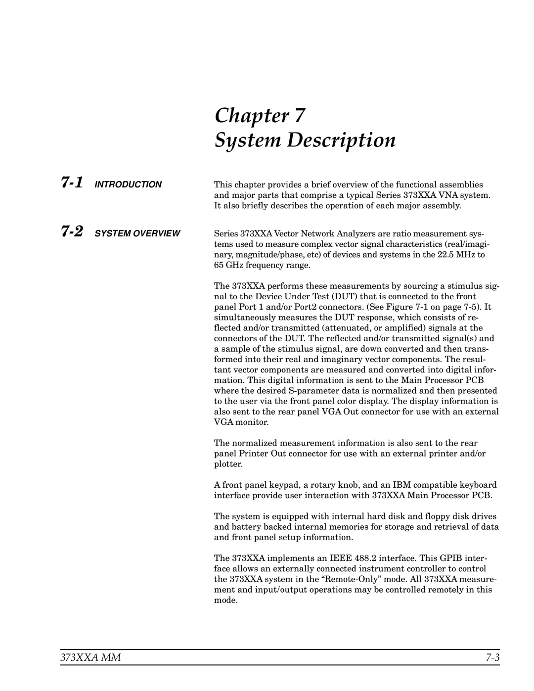 Anritsu 373XXA manual Chapter, System Overview 