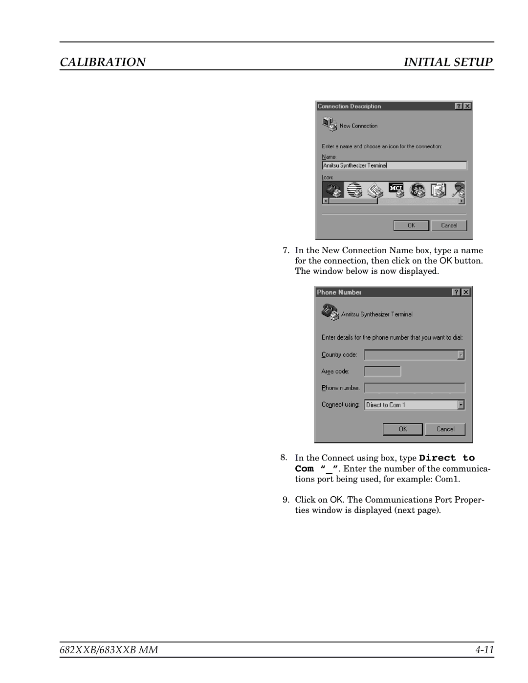 Anritsu 683XXB, 682XXB manual Calibration Initial Setup 