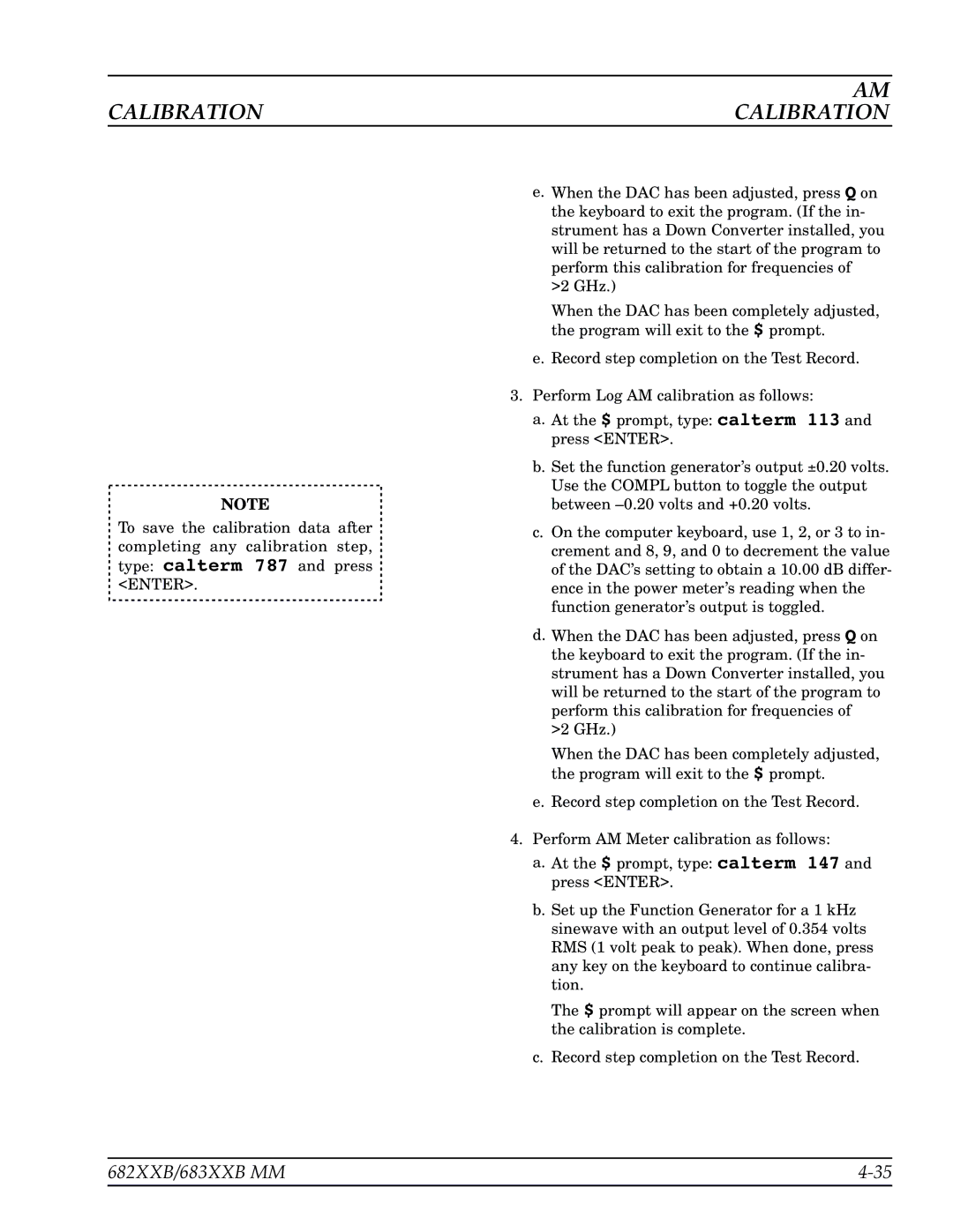 Anritsu 683XXB, 682XXB manual Calibration 