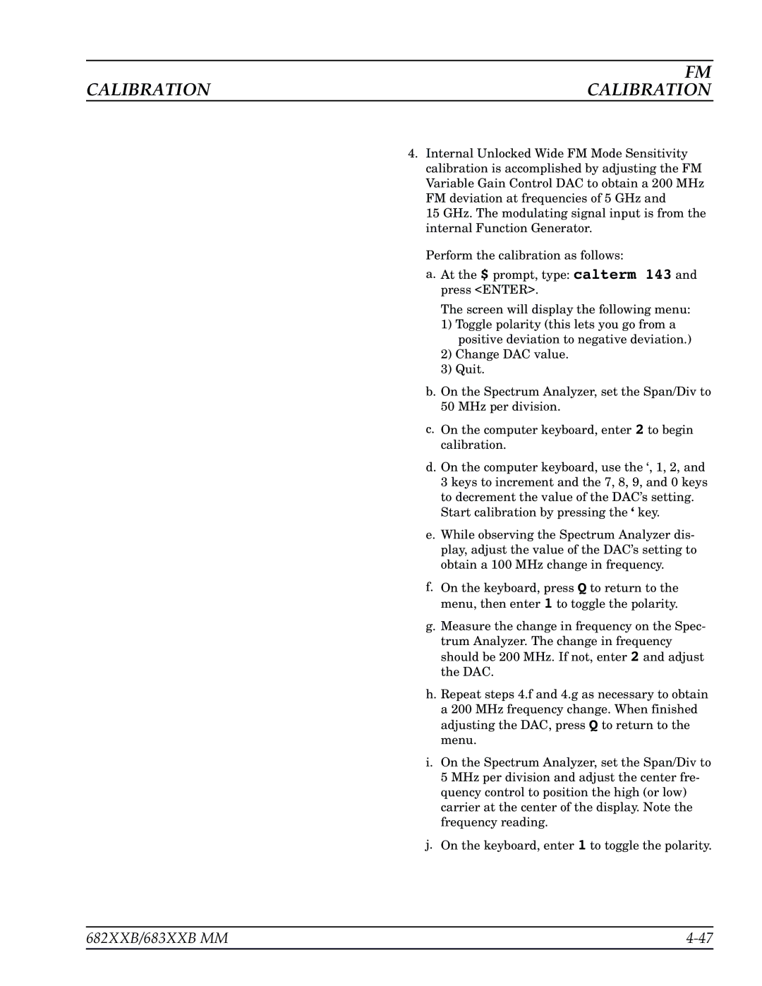 Anritsu 683XXB, 682XXB manual Calibration 