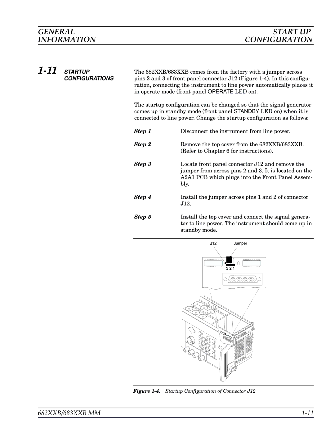 Anritsu 683XXB, 682XXB manual General Start UP Information Configuration, 11STARTUP, Configurations 