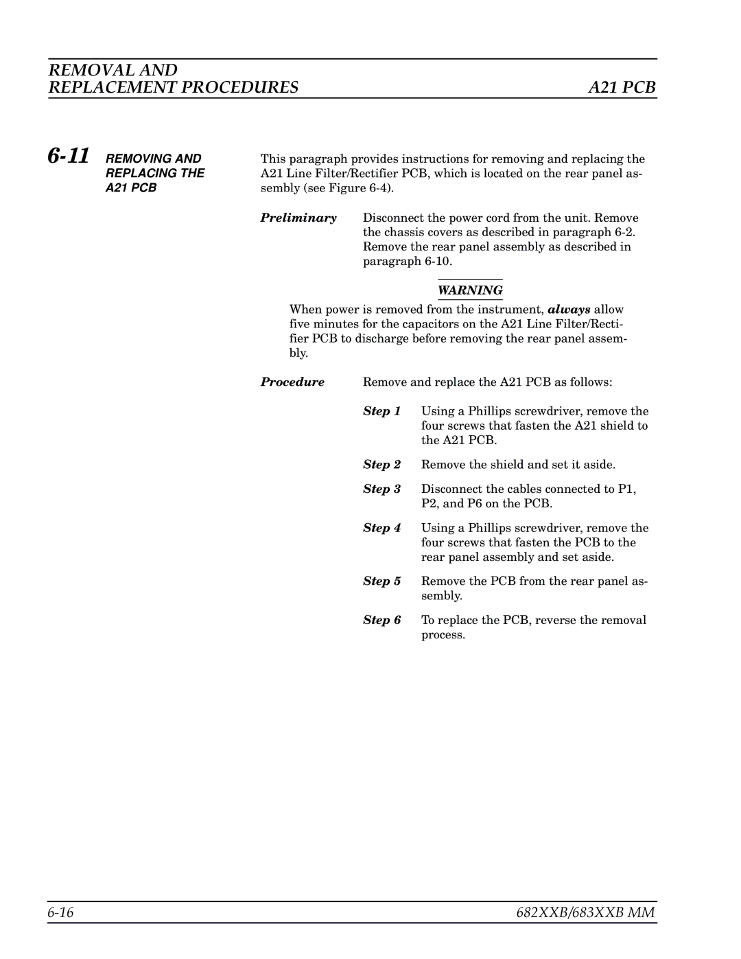 Anritsu 682XXB, 683XXB manual Removal Replacement Procedures, 11REMOVING, A21 PCB 