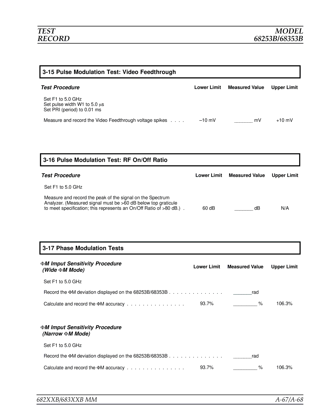 Anritsu manual 682XXB/683XXB MM 67/A-68, Pulse Modulation Test Video Feedthrough 