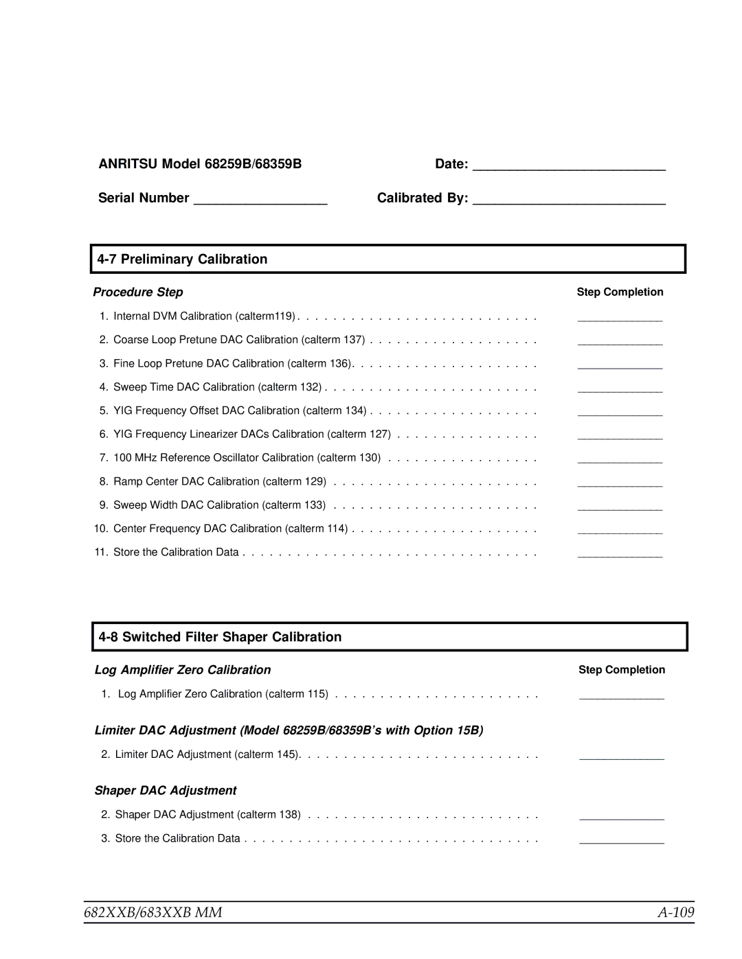 Anritsu manual 682XXB/683XXB MM 109, Step Completion 