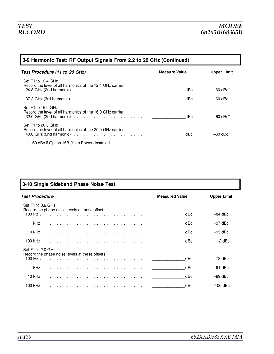 Anritsu manual 136 682XXB/683XXB MM, Single Sideband Phase Noise Test 