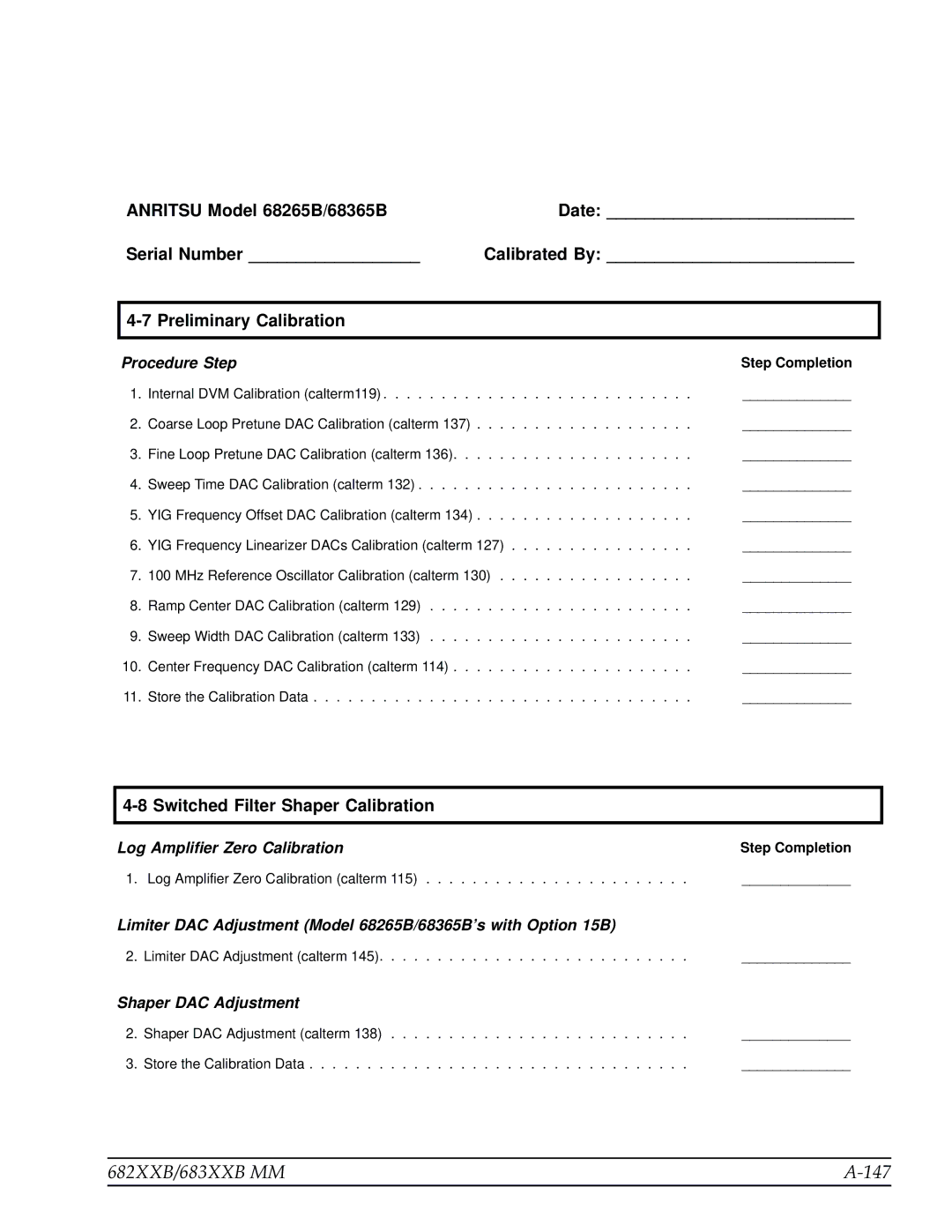 Anritsu manual 682XXB/683XXB MM 147, Step Completion 