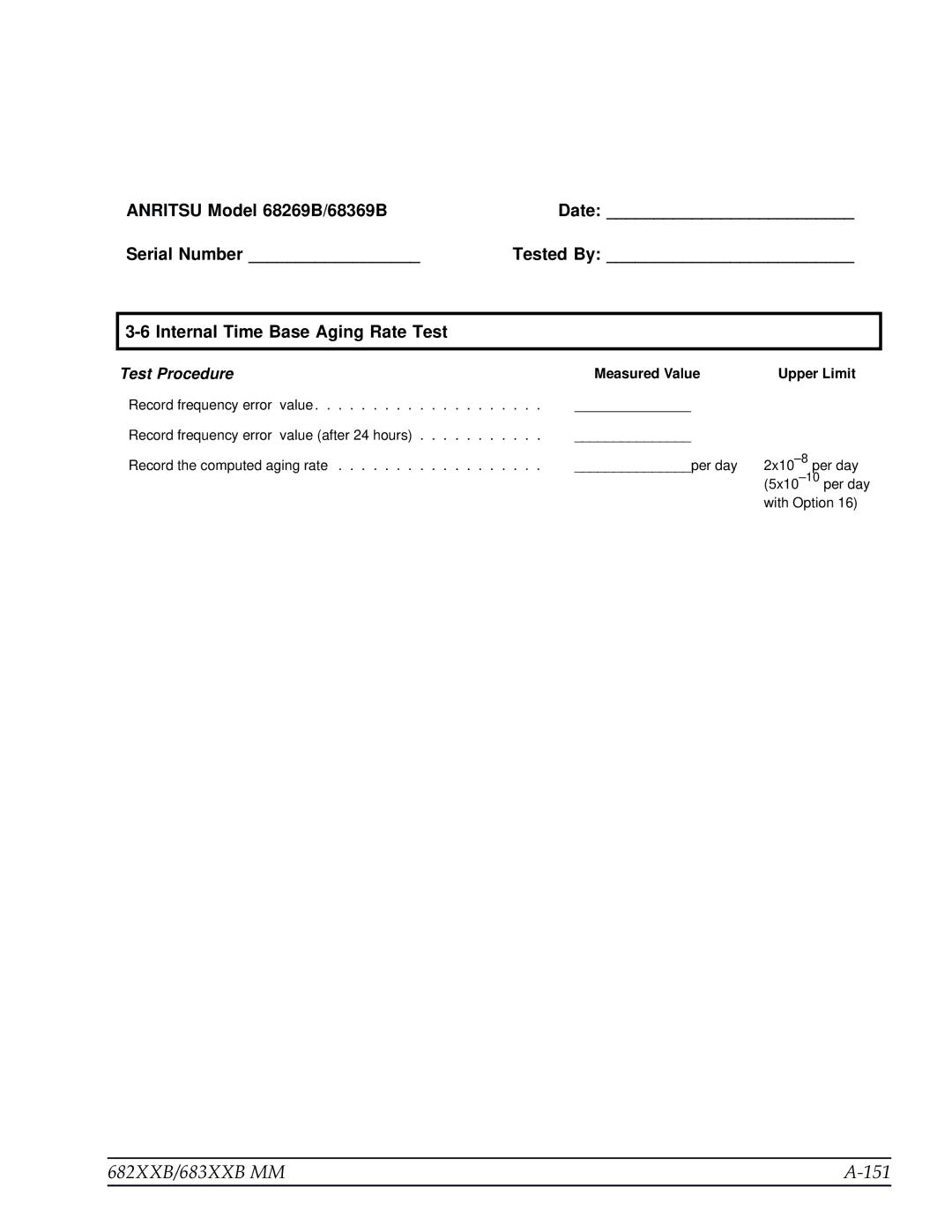 Anritsu manual 682XXB/683XXB MM 151, Measured Value Upper Limit 