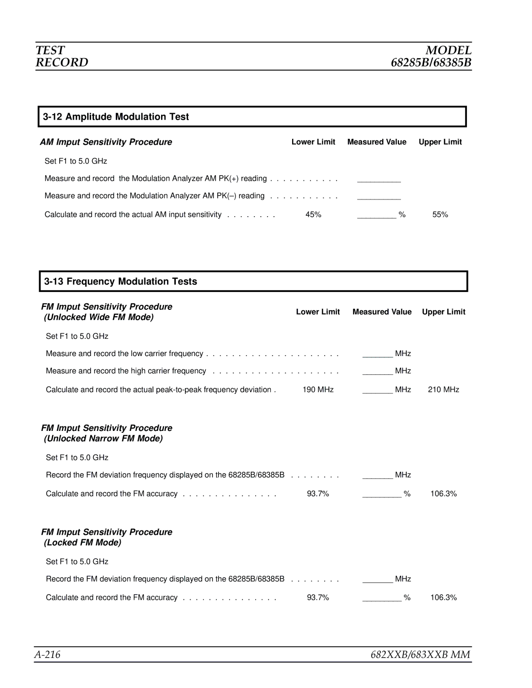 Anritsu manual 216 682XXB/683XXB MM, Amplitude Modulation Test 