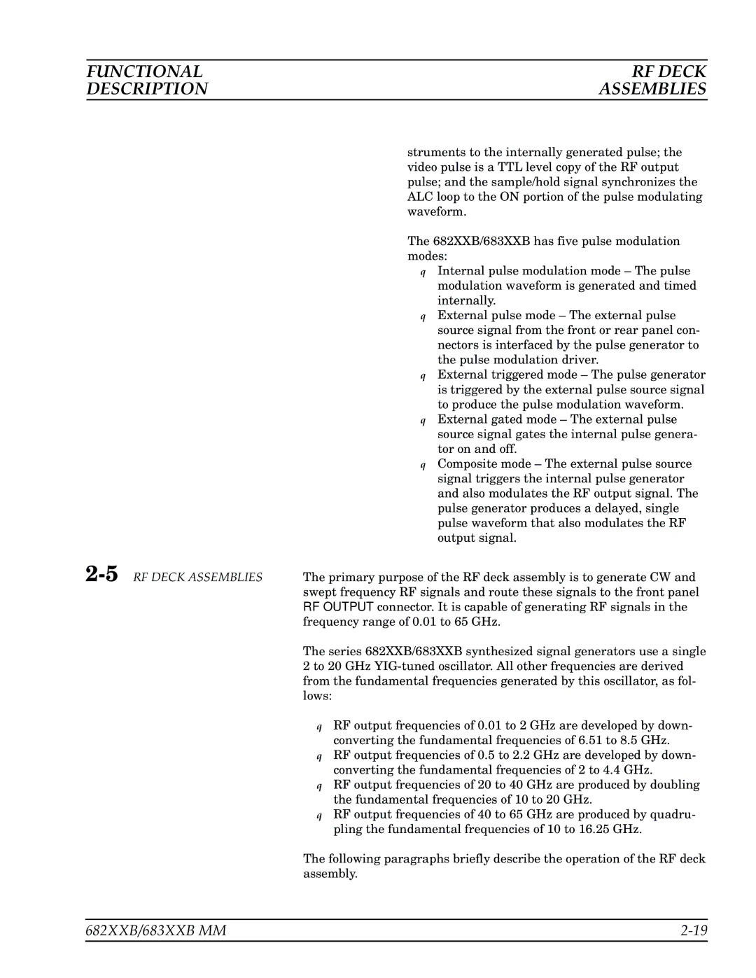 Anritsu 683XXB, 682XXB manual Functional RF Deck Description, 5RF Deck Assemblies 