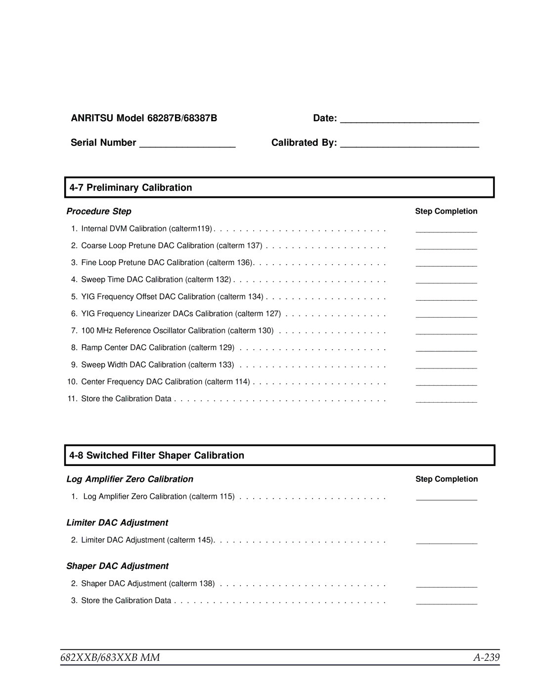 Anritsu manual 682XXB/683XXB MM 239, Step Completion 