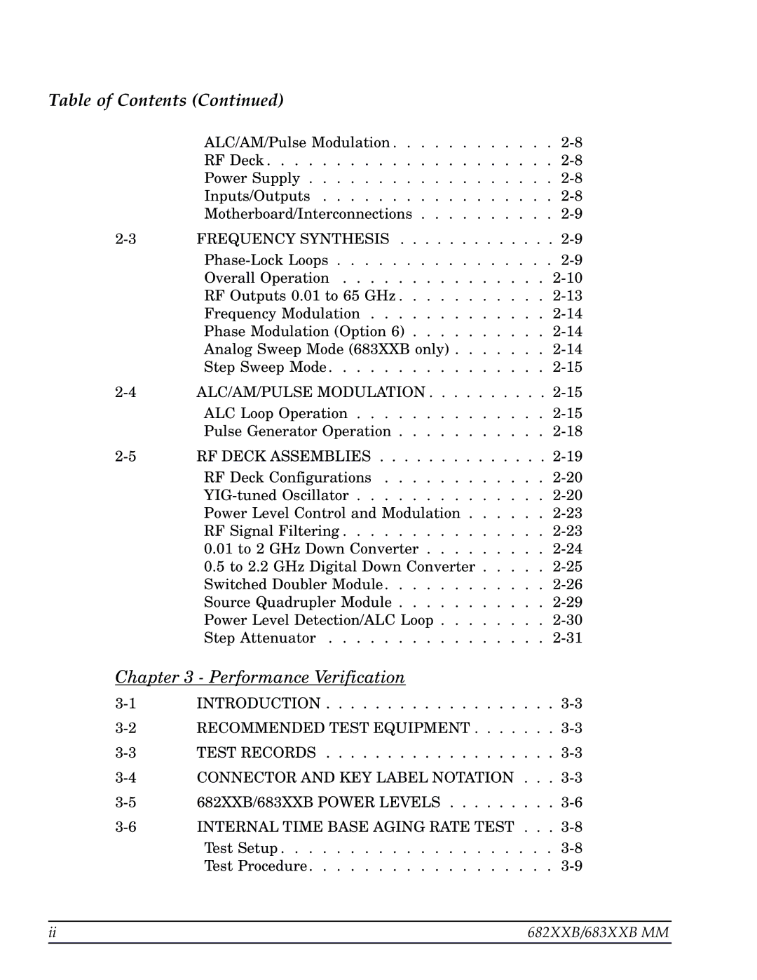 Anritsu 682XXB, 683XXB manual Table of Contents 