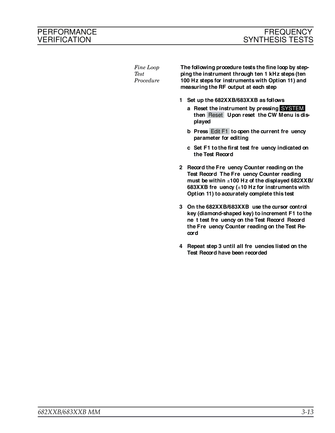 Anritsu 683XXB, 682XXB manual Performance Frequency Verification 