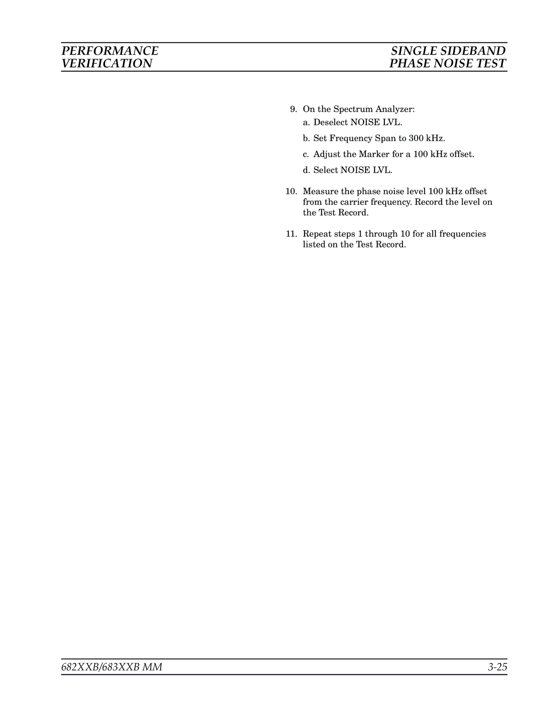 Anritsu 683XXB, 682XXB manual Performance Single Sideband Verification 