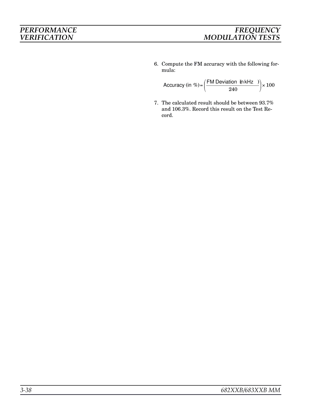 Anritsu 682XXB, 683XXB manual Performance Frequency Verification Modulation Tests 