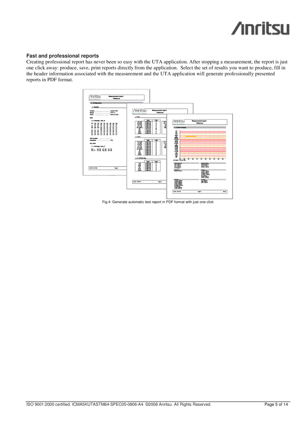 Anritsu CMA 5000 - UTA specifications Fast and professional reports 