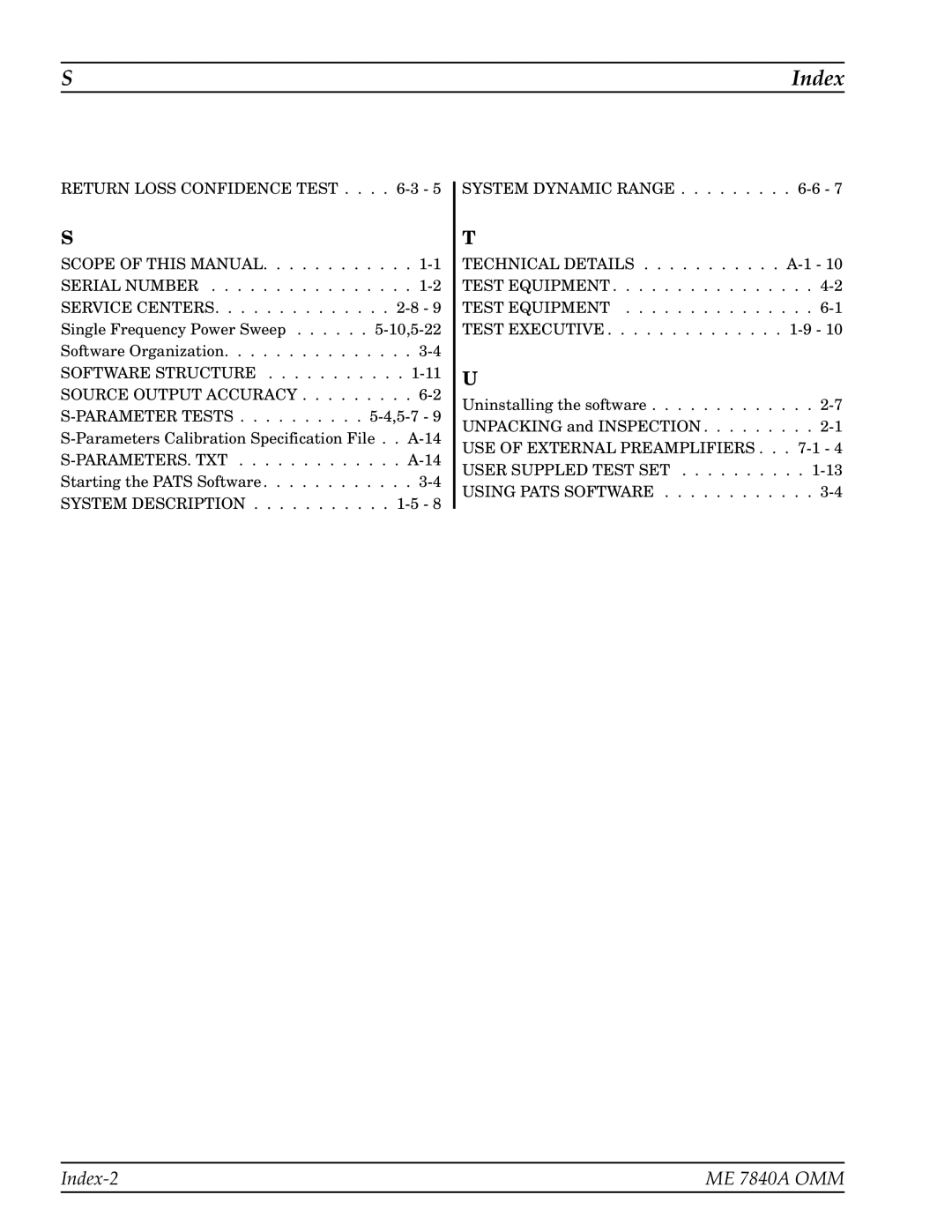 Anritsu ME7840A manual Index 