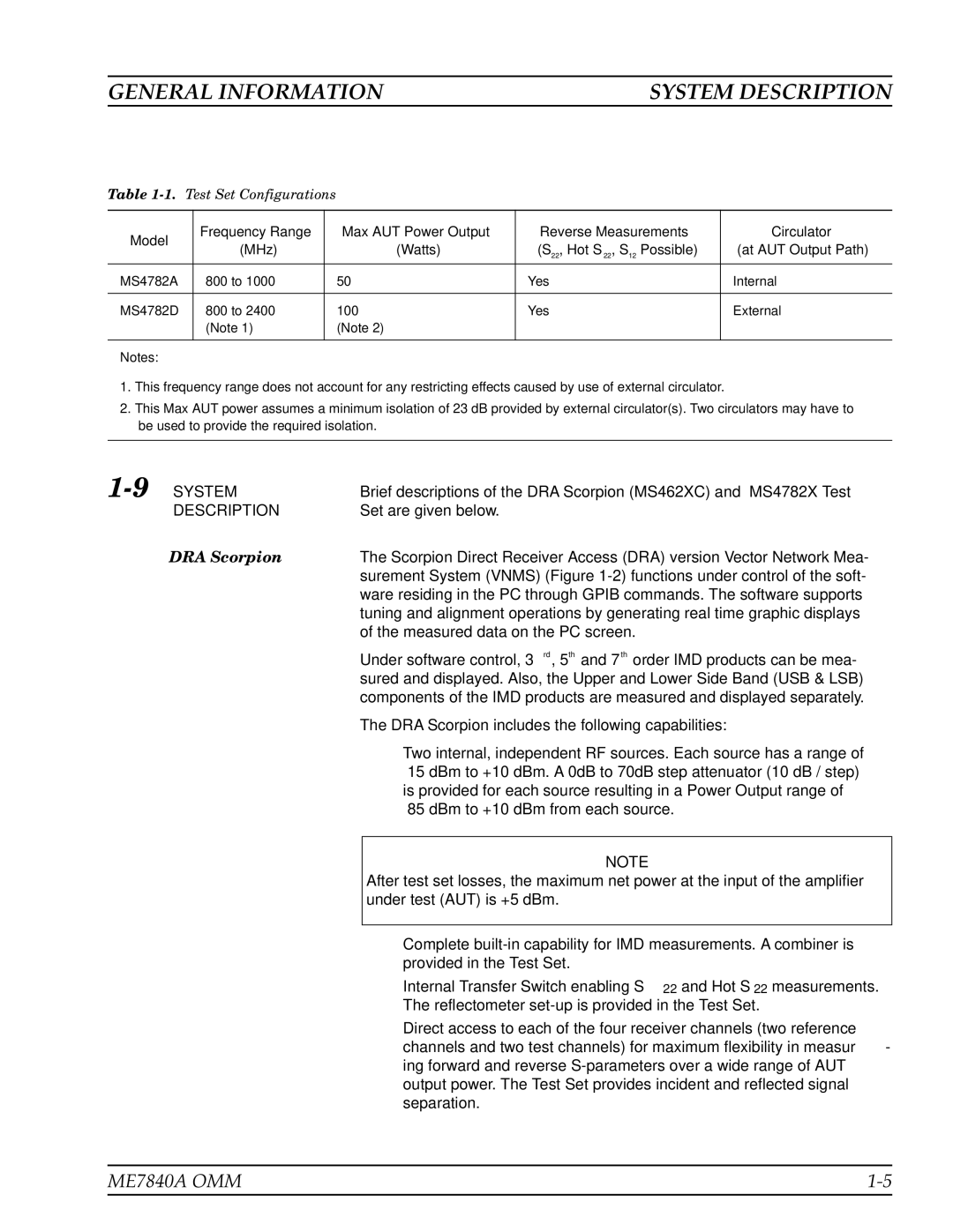 Anritsu ME7840A manual System Description, 9SYSTEM, DRA Scorpion 