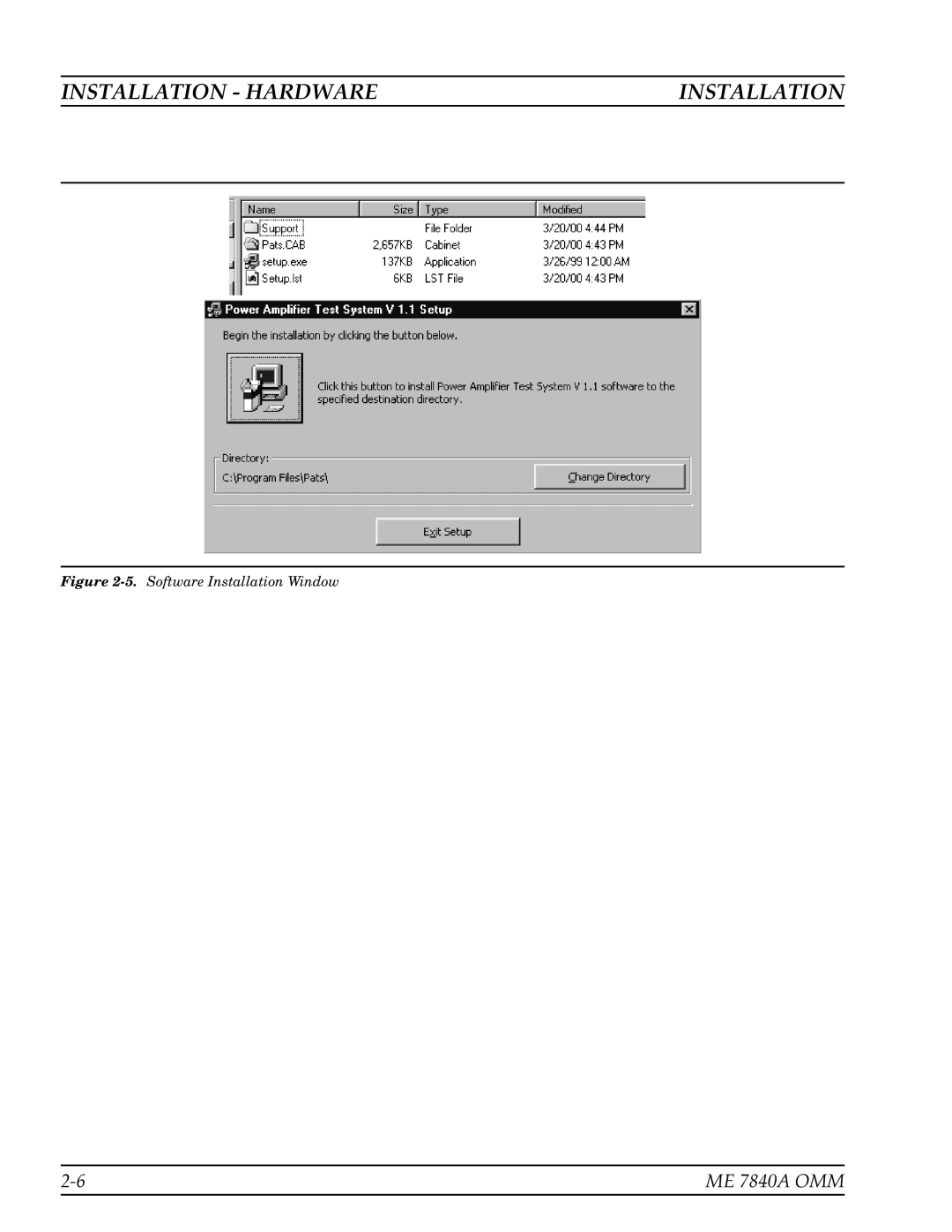 Anritsu ME7840A manual Software Installation Window 