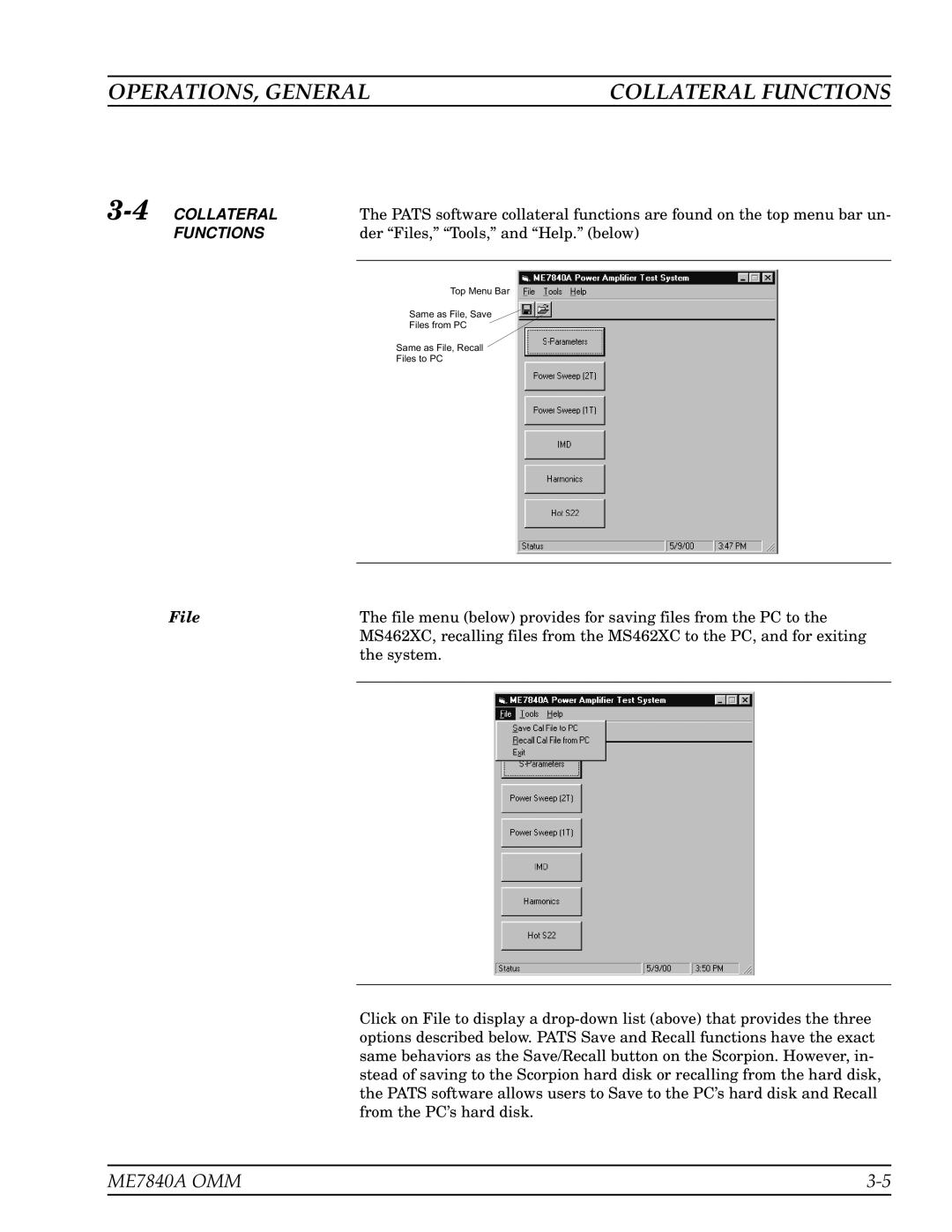 Anritsu ME7840A manual OPERATIONS, General Collateral Functions, 4COLLATERAL, File 