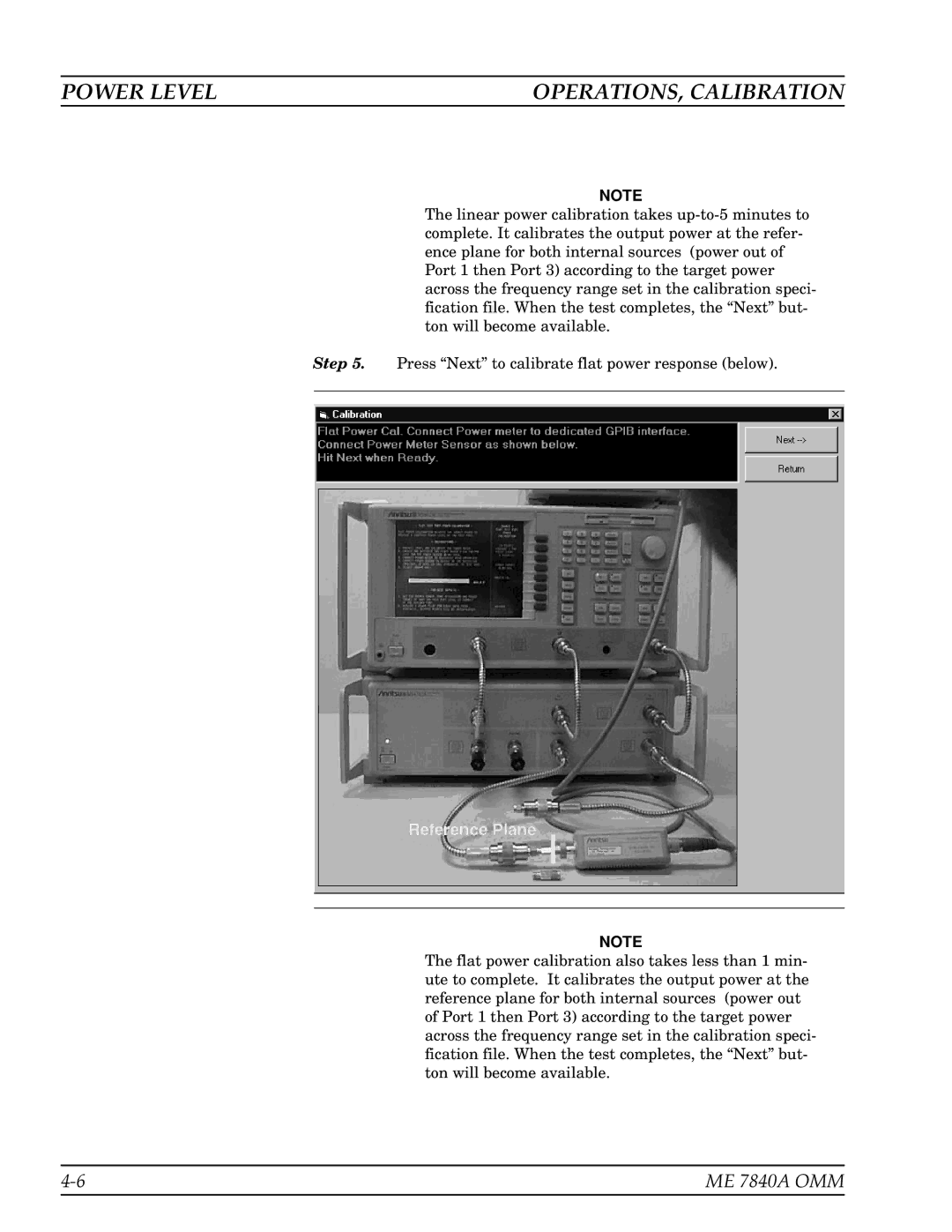 Anritsu ME7840A manual Power Level OPERATIONS, Calibration 