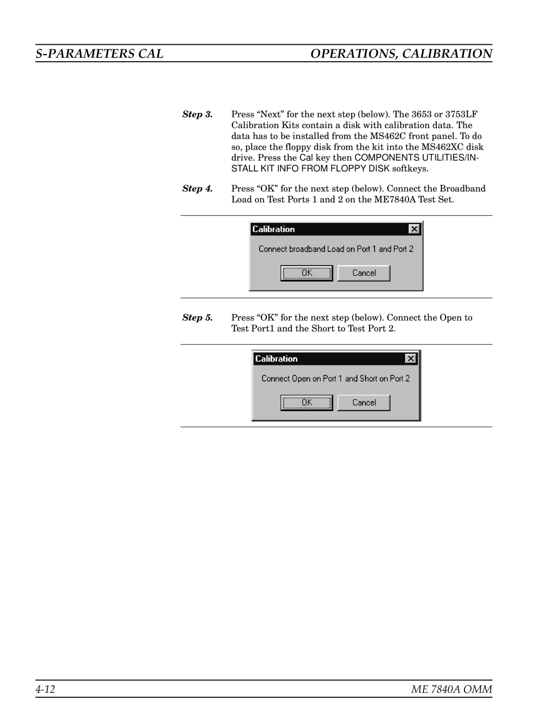 Anritsu ME7840A manual Parameters CAL OPERATIONS, Calibration 