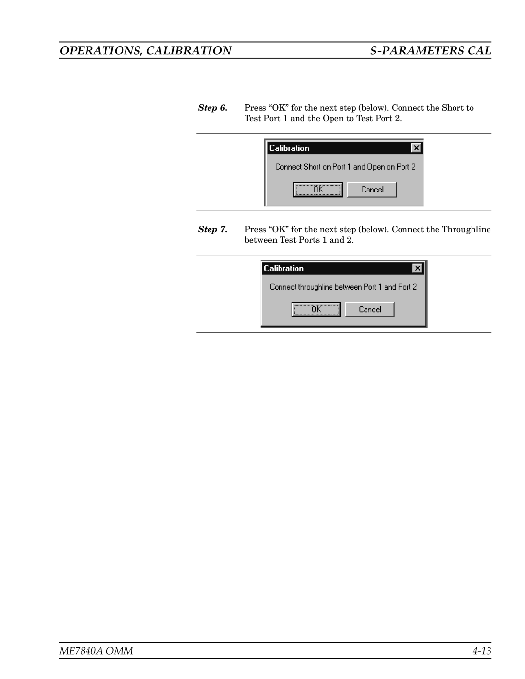 Anritsu ME7840A manual OPERATIONS, Calibration 