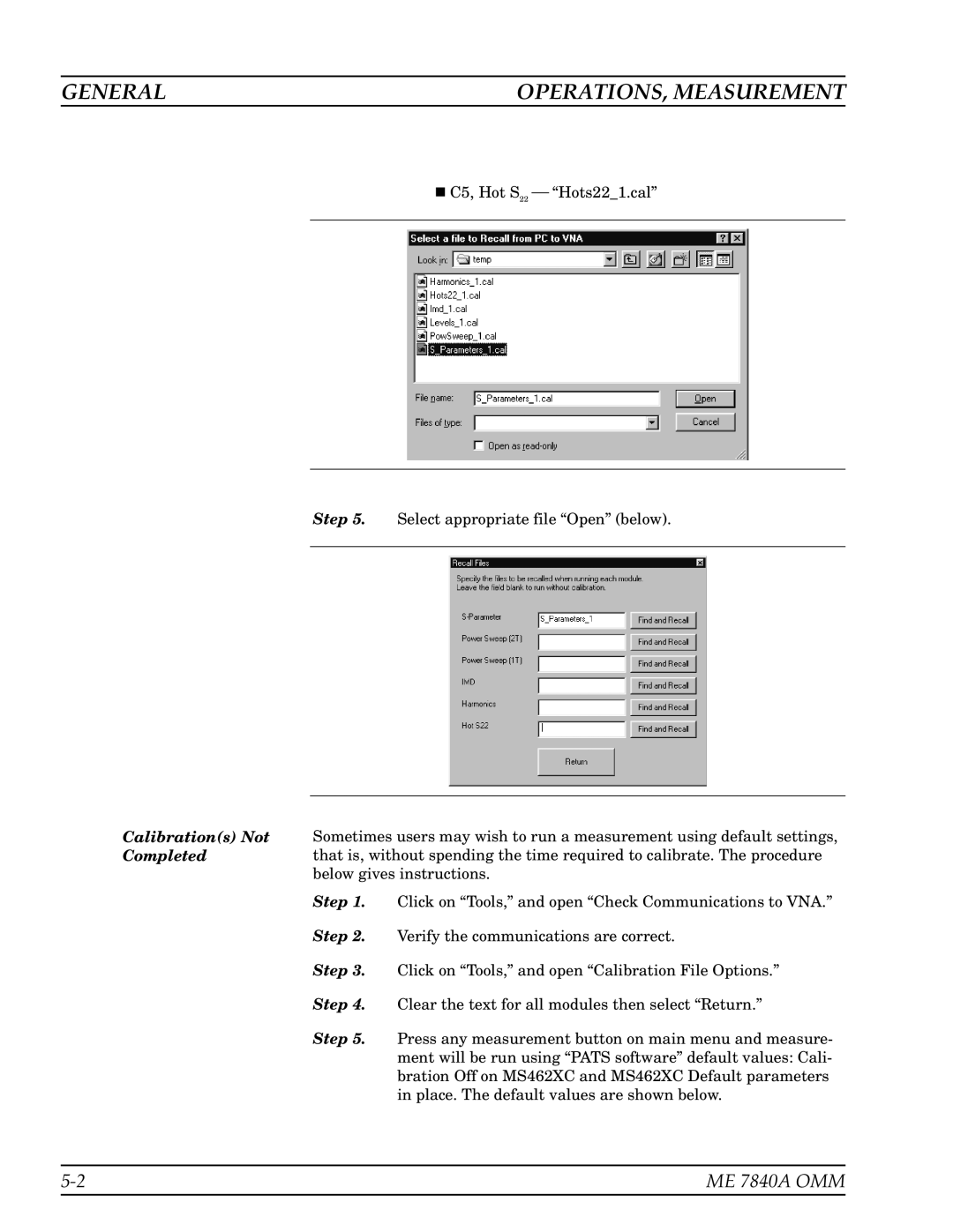 Anritsu ME7840A manual General OPERATIONS, Measurement 