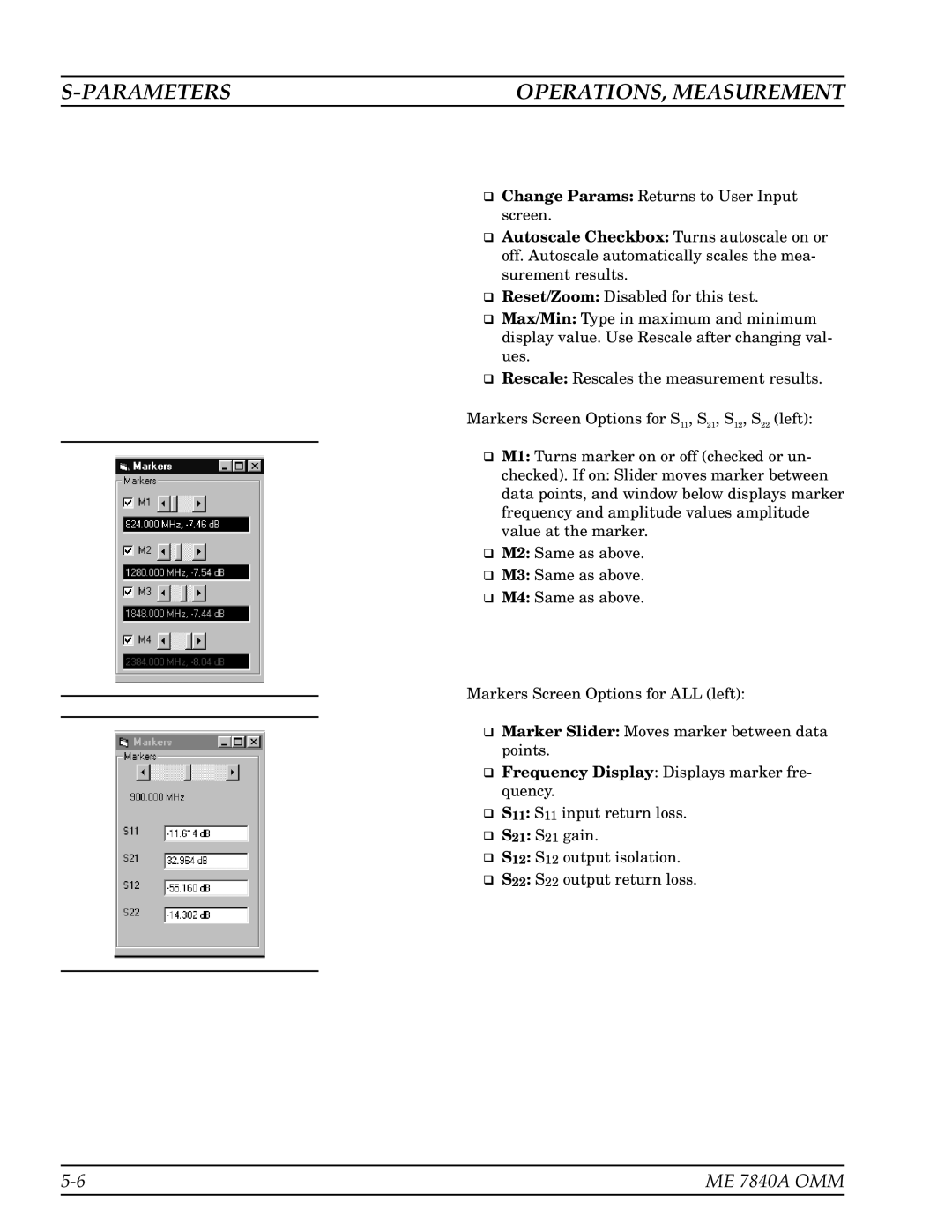 Anritsu ME7840A manual Parameters OPERATIONS, Measurement 