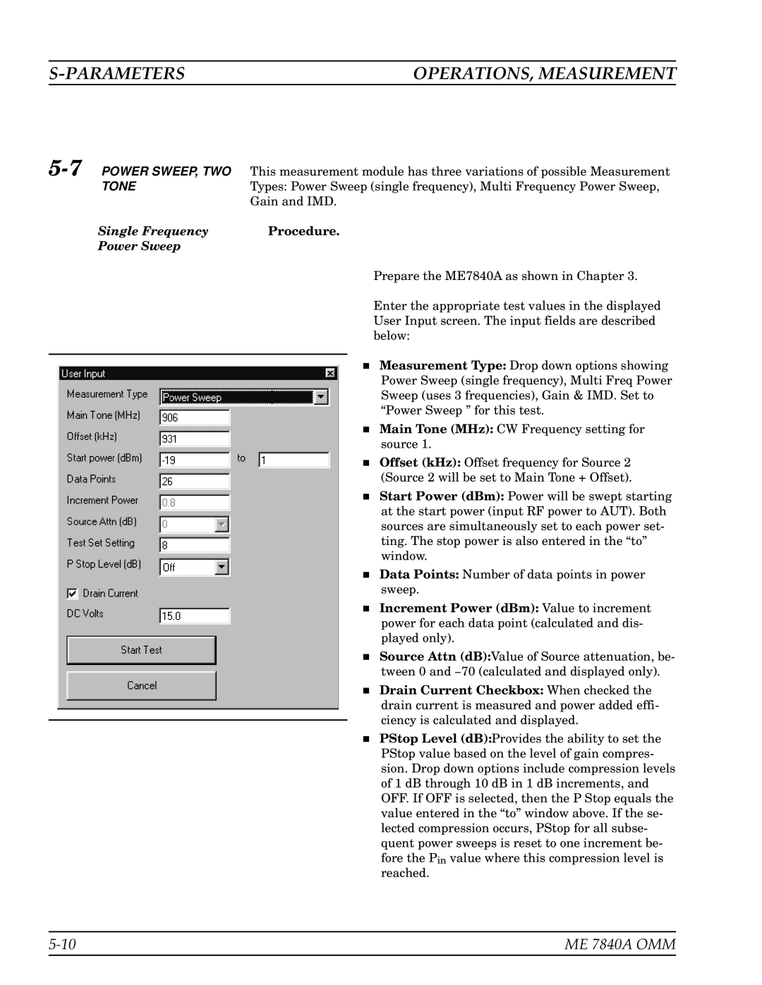 Anritsu ME7840A manual 7POWER SWEEP, TWO, Tone, Single Frequency, Power Sweep 