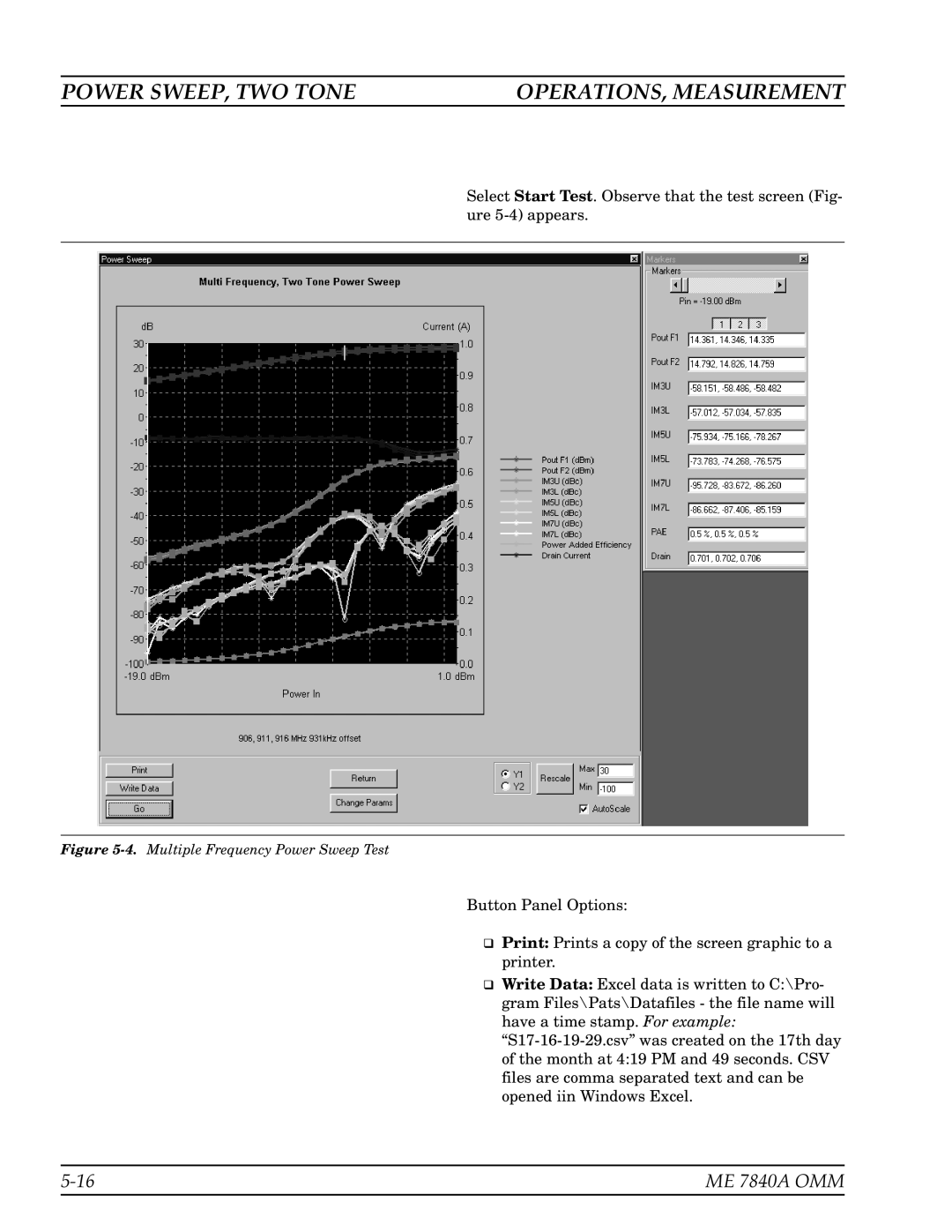 Anritsu ME7840A manual Multiple Frequency Power Sweep Test 