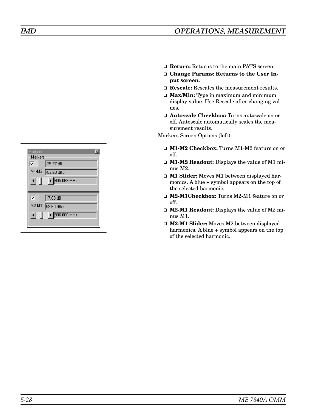 Anritsu ME7840A manual Change Params Returns to the User In- put screen 