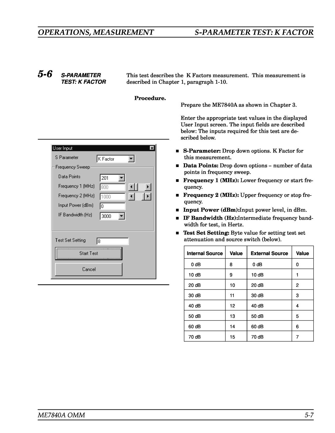 Anritsu manual S-Parametertest K Factor, Operations, Measurement, ME7840A OMM, Test K Factor, Procedure 