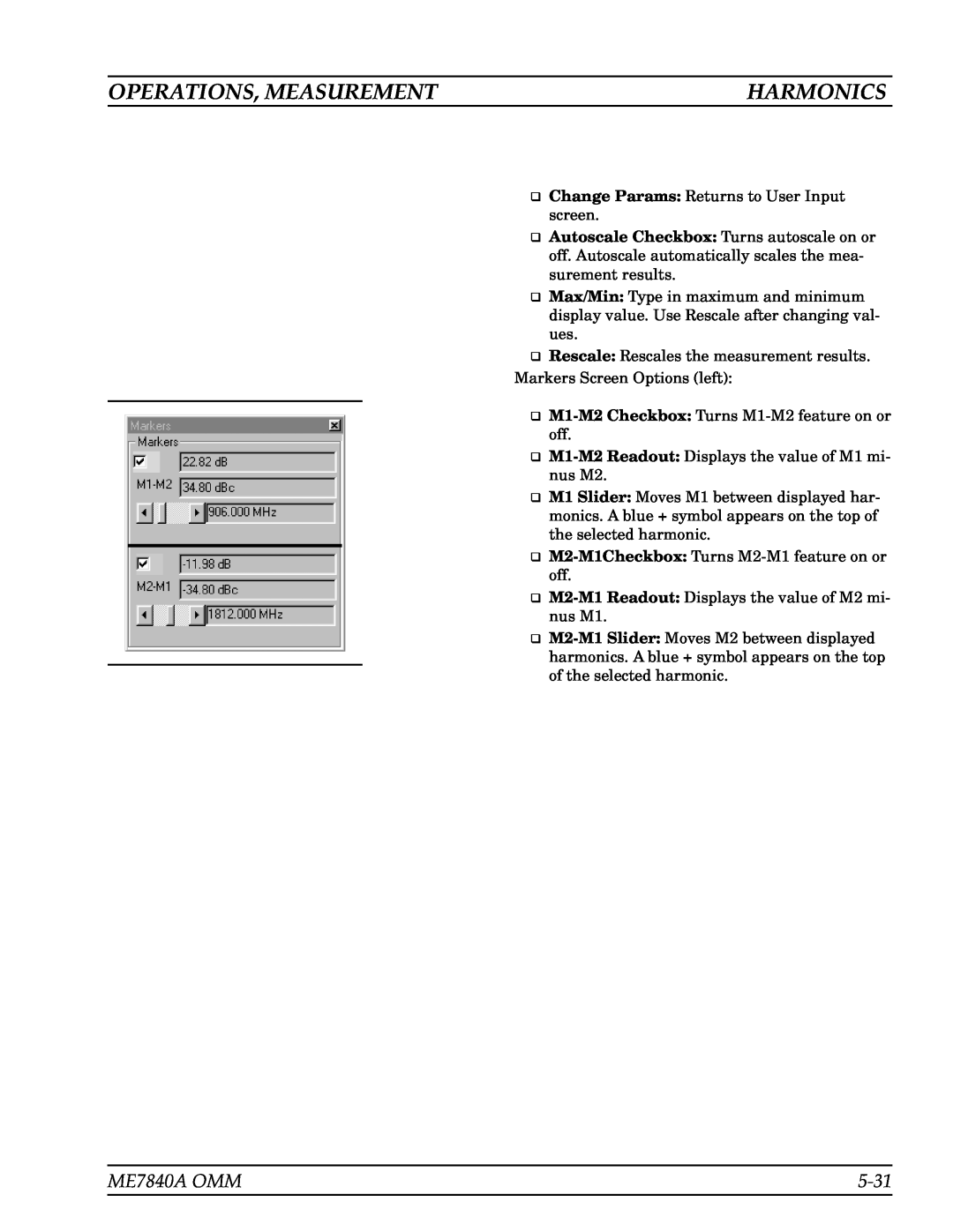 Anritsu manual 5-31, Operations, Measurement, Harmonics, ME7840A OMM 