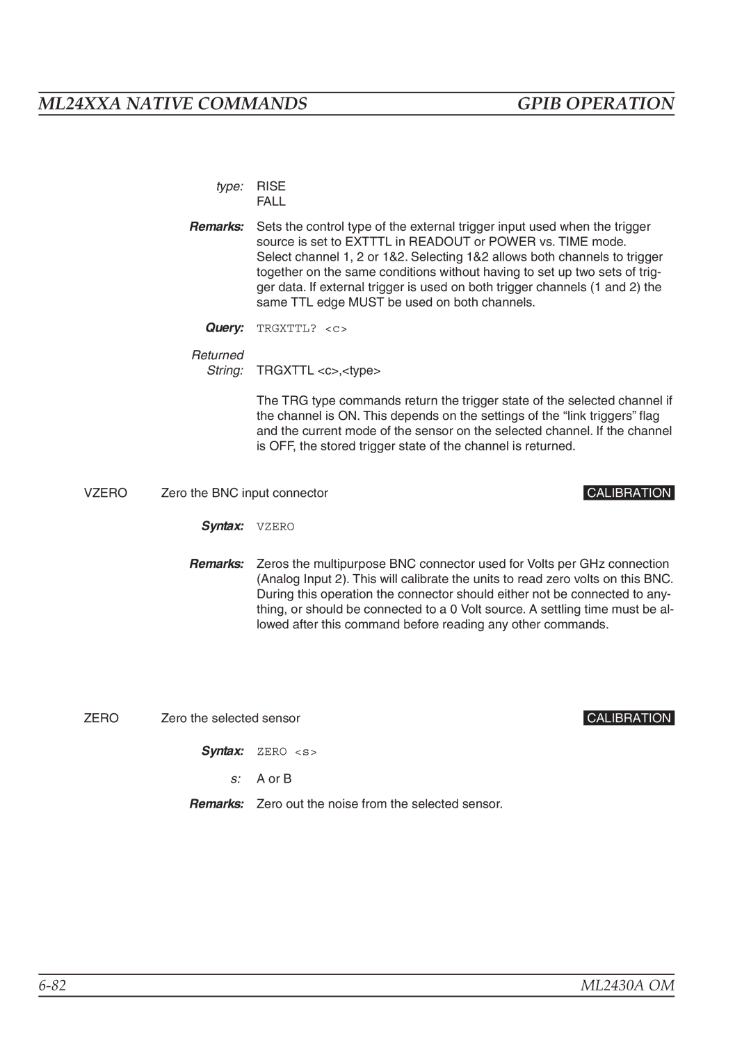 Anritsu ML2430A operation manual Syntax Vzero, Syntax Zero s 