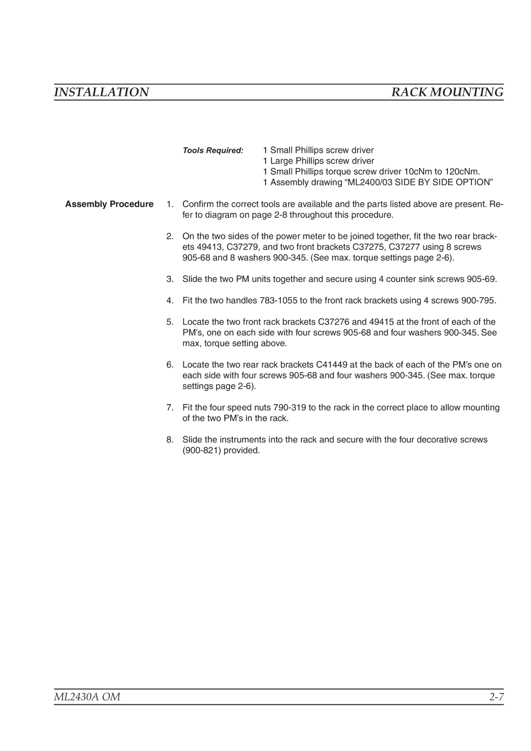 Anritsu ML2430A operation manual Installation 