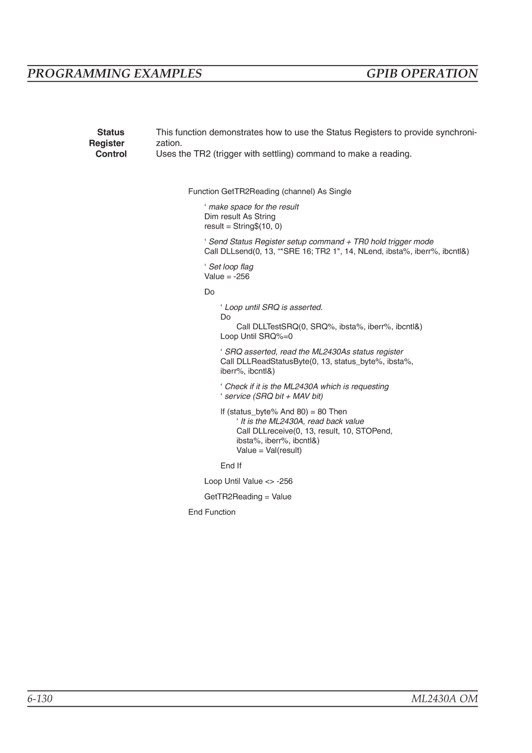 Anritsu operation manual Register zation, It is the ML2430A, read back value 