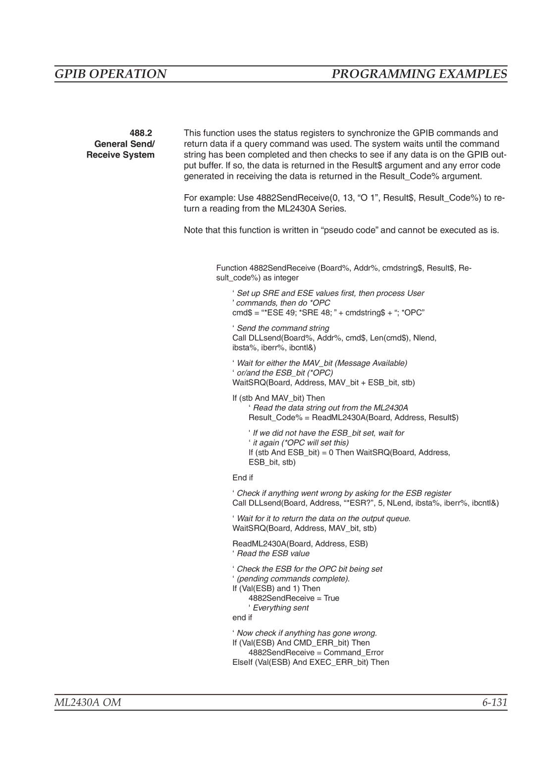 Anritsu ML2430A operation manual General Send, Receive System 