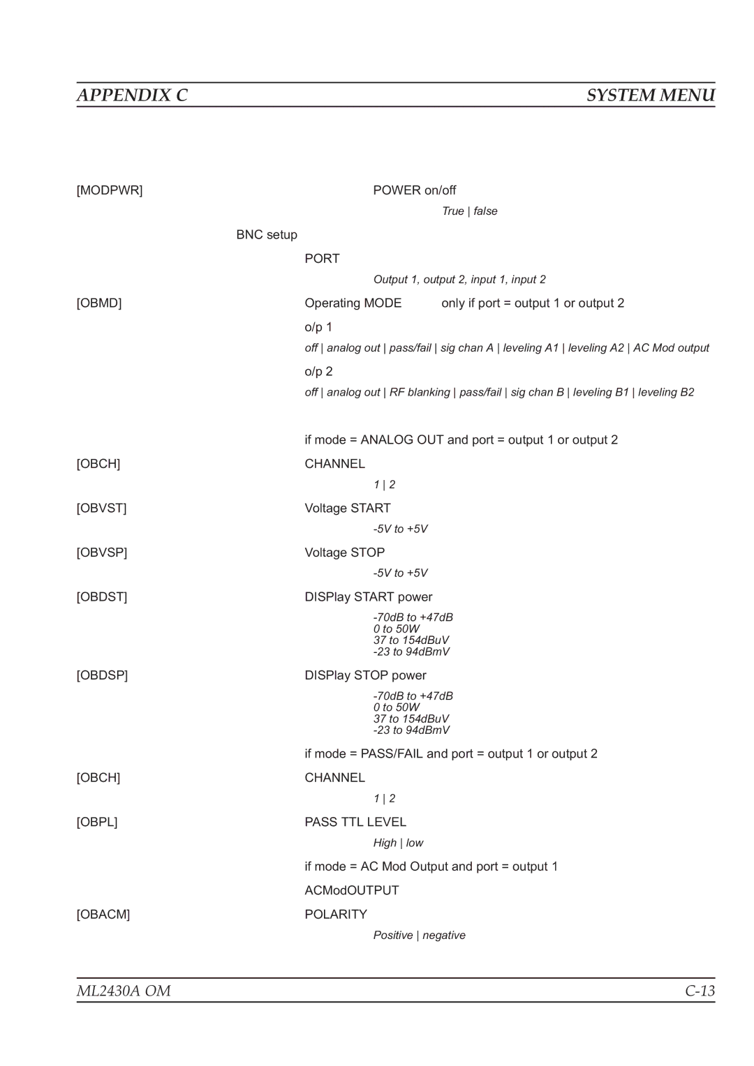 Anritsu ML2430A operation manual Modpwr 