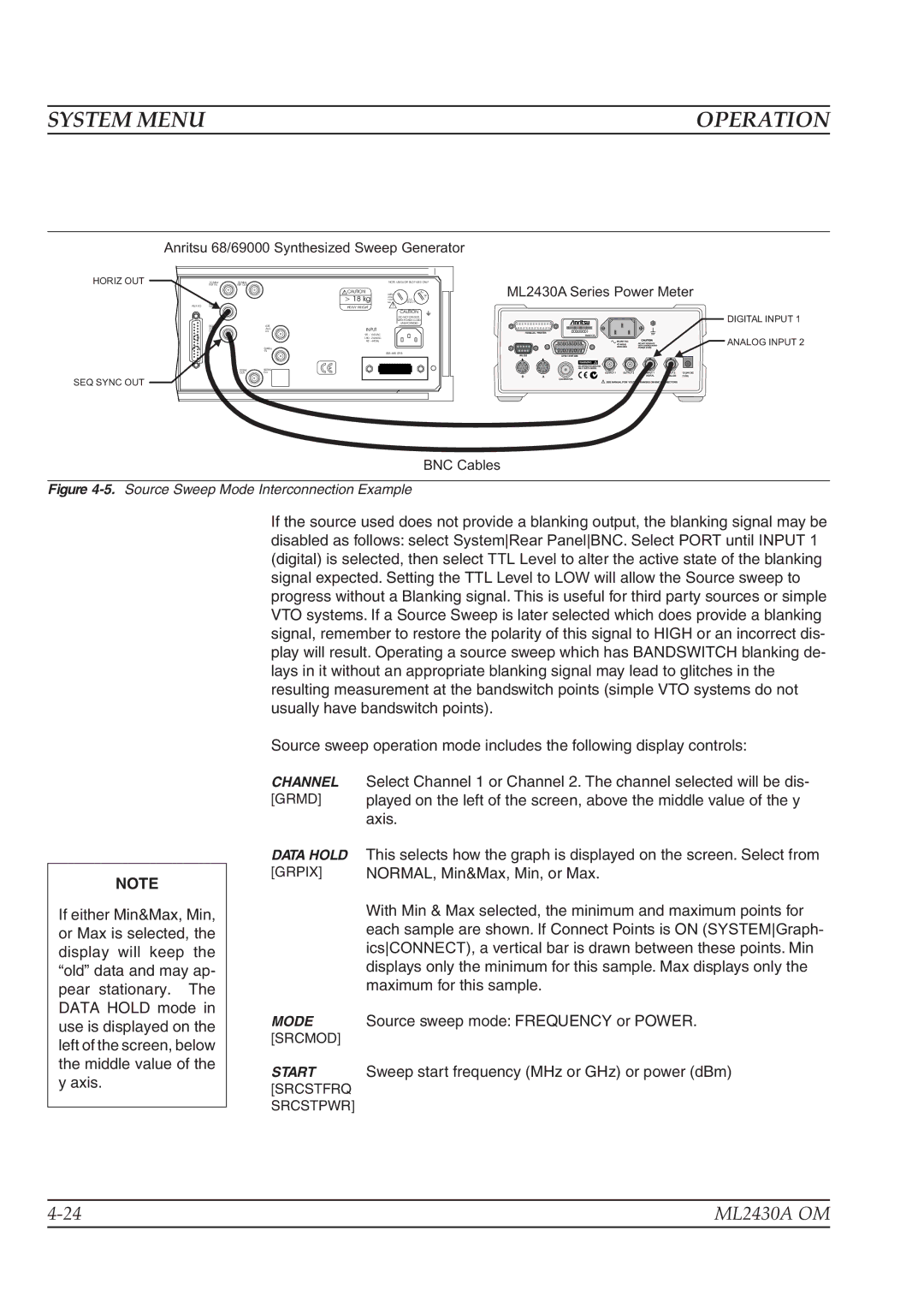 Anritsu ML2430A operation manual NORMAL, Min&Max, Min, or Max 