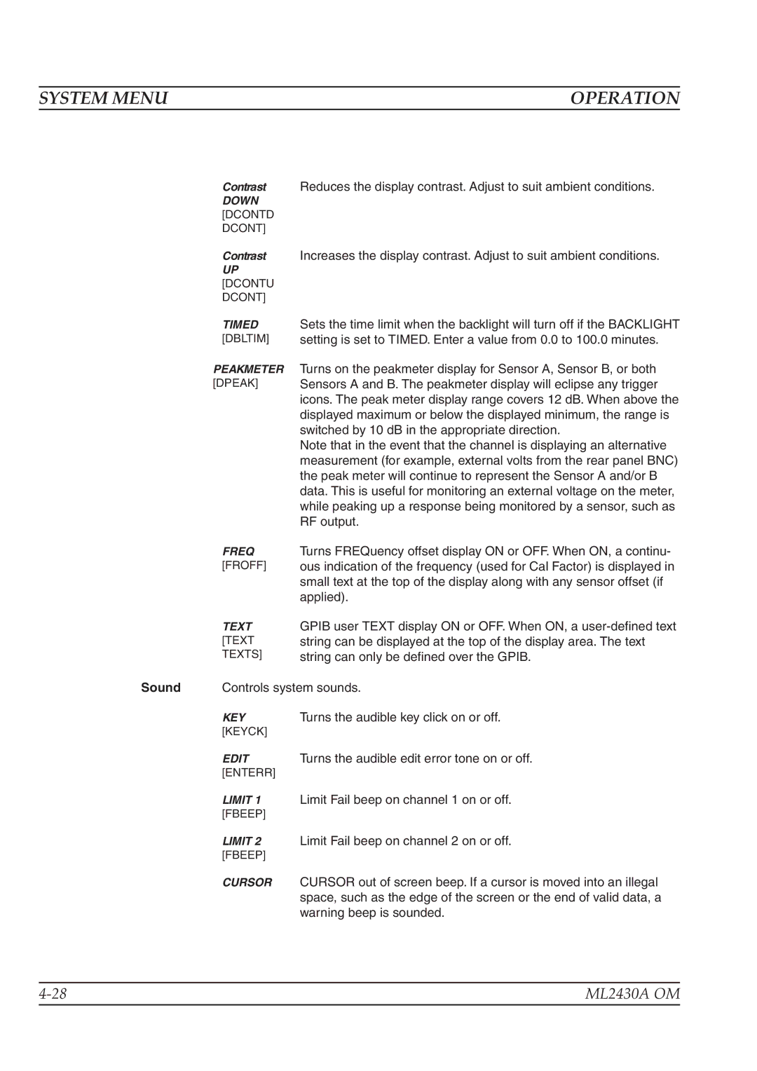 Anritsu ML2430A operation manual String can only be defined over the Gpib 