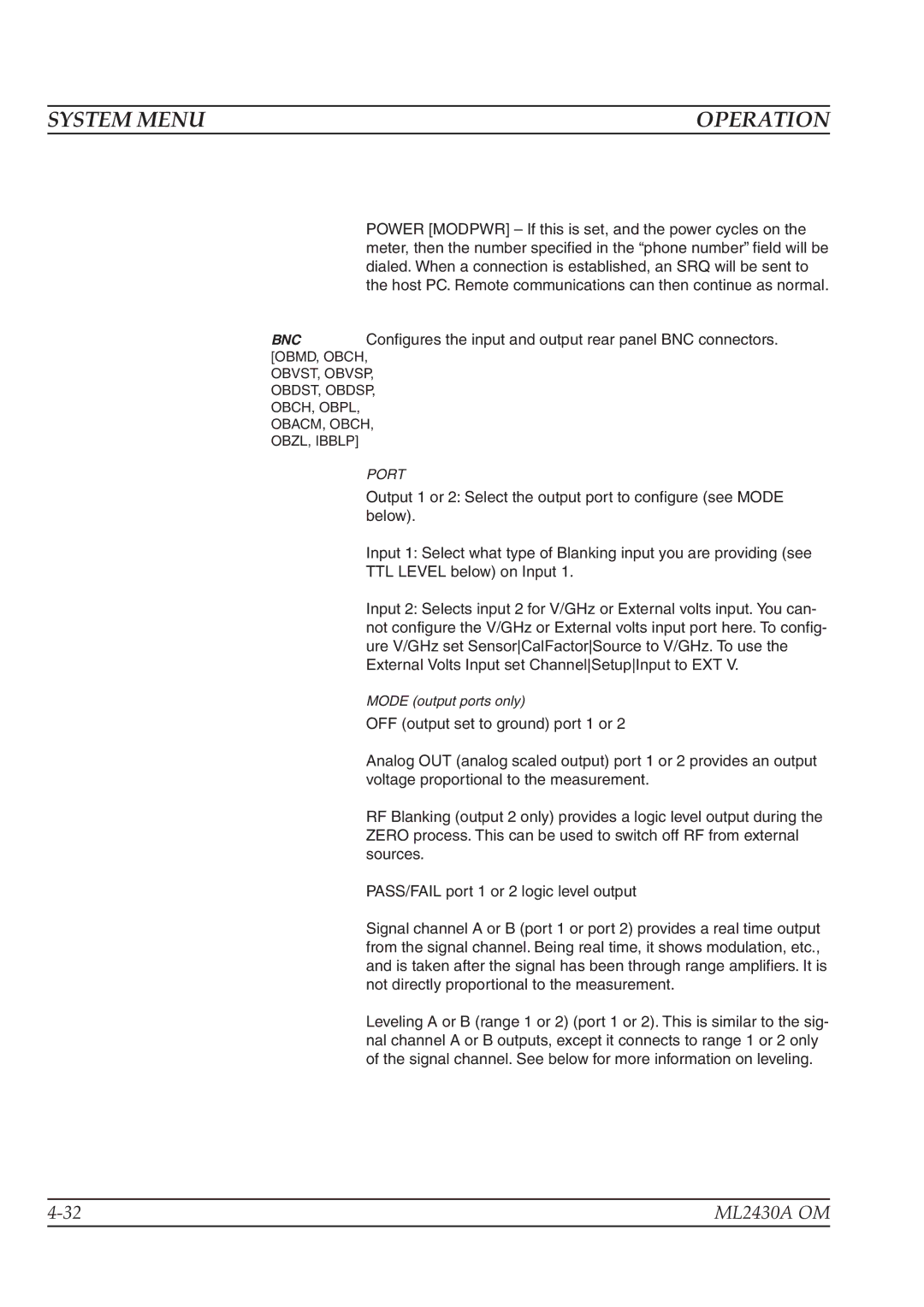 Anritsu ML2430A operation manual Port 