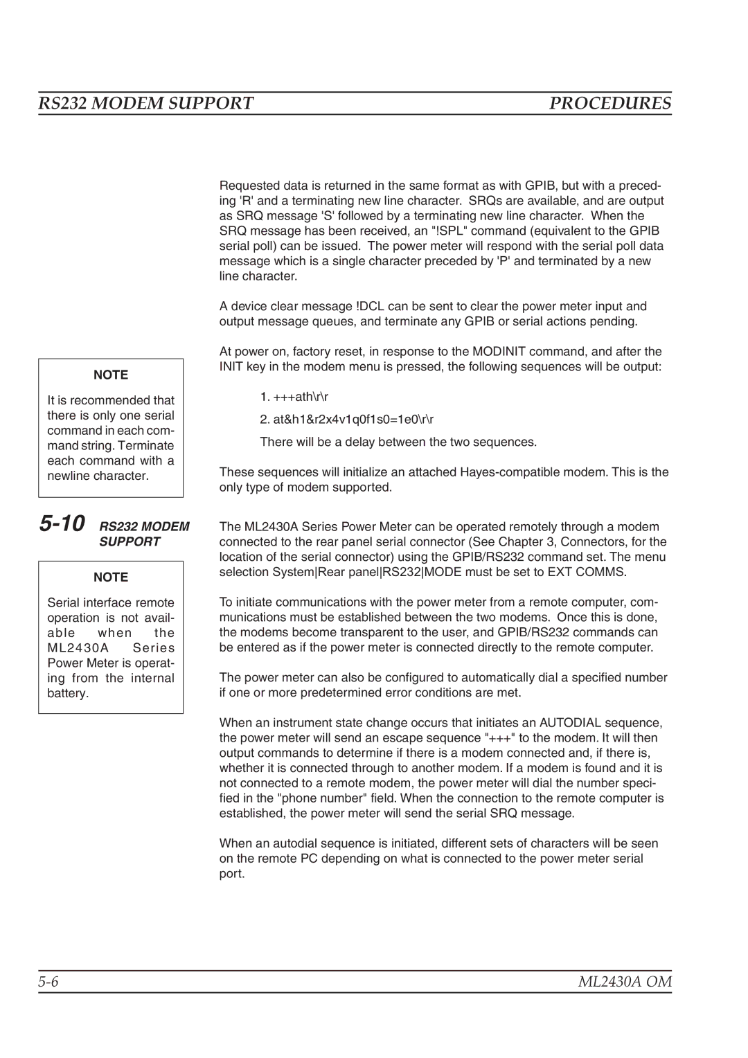 Anritsu ML2430A operation manual 10RS232 Modem Support 