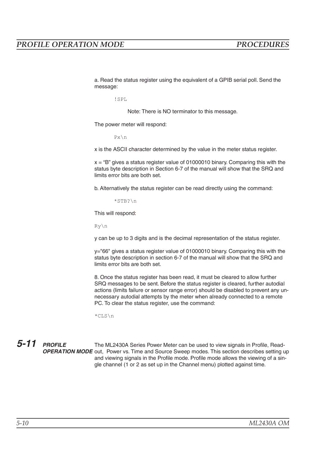 Anritsu ML2430A operation manual Profile Operation Mode 