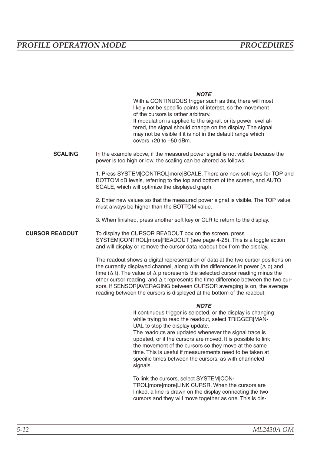 Anritsu ML2430A operation manual Profile Operation Mode 