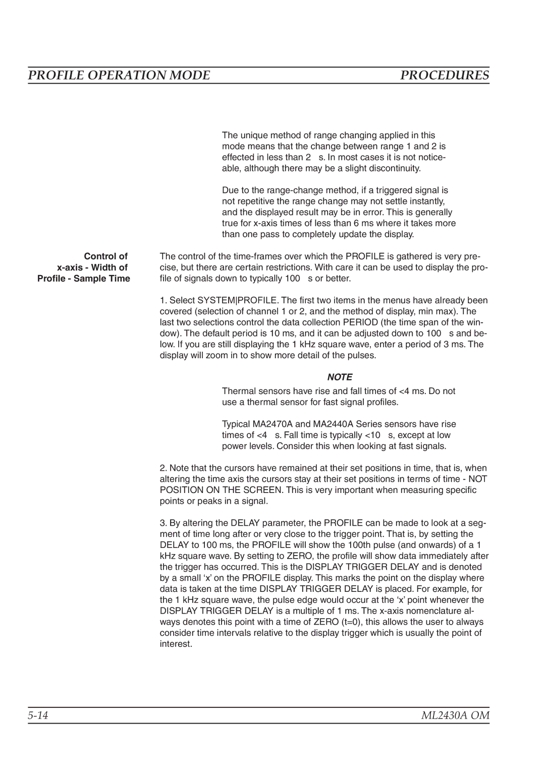 Anritsu ML2430A operation manual Profile Operation Mode 